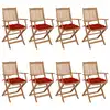 Image de vidaXL Chaises pliables de jardin lot de 8 avec coussins Bois d'acacia