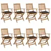 Image de vidaXL Chaises pliables de jardin lot de 8 avec coussins Bois d'acacia