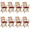 Image de vidaXL Chaises pliables de jardin lot de 8 avec coussins Bois d'acacia