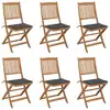 Image de vidaXL Chaises pliables de jardin lot de 6 avec coussins Bois d'acacia