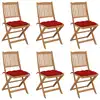 Image de vidaXL Chaises pliantes 6 pièces avec coussins en bois d'acacia massif