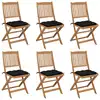 Image de vidaXL Chaises pliantes 6 pièces avec coussins en bois d'acacia massif