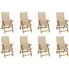 Image de vidaXL Chaises pliables de jardin avec coussins lot de 8 Bois d'acacia
