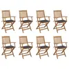 Image de vidaXL Chaises pliables d'extérieur et coussins lot de 8 Bois d'acacia