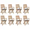 Image de vidaXL Chaises pliables d'extérieur et coussins lot de 8 Bois d'acacia