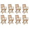 Image de vidaXL Chaises pliables d'extérieur et coussins lot de 8 Bois d'acacia