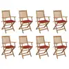 Image de vidaXL Chaises pliables d'extérieur et coussins lot de 8 Bois d'acacia