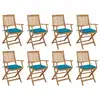Image de vidaXL Chaises pliables d'extérieur et coussins lot de 8 Bois d'acacia