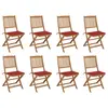 Image de vidaXL Chaises pliables d'extérieur et coussins lot de 8 Bois d'acacia
