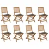 Image de vidaXL Chaises pliables d'extérieur et coussins lot de 8 Bois d'acacia
