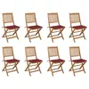Image de vidaXL Chaises pliables d'extérieur et coussins lot de 8 Bois d'acacia