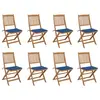 Image de vidaXL Chaises pliables d'extérieur et coussins lot de 8 Bois d'acacia