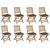 Image de vidaXL Chaises pliables d'extérieur et coussins lot de 8 Bois d'acacia