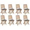Image de vidaXL Chaises pliables d'extérieur et coussins lot de 8 Bois d'acacia