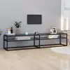 Image de vidaXL Meuble TV transparent 200x40x40,5 cm verre trempé