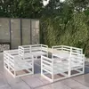 Image de vidaXL Salon de jardin 8 pcs Blanc Bois de pin massif