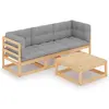 Image de vidaXL Salon de jardin 4 pcs avec coussins Bois de pin massif