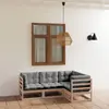 Image de vidaXL Salon de jardin 4 pcs avec coussins Bois de pin massif