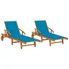 Image de vidaXL Chaises longues lot de 2 avec coussins Bois d'acacia solide