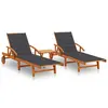 Image de vidaXL Chaises longues lot de 2 avec table et coussins Acacia solide