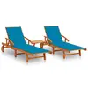 Image de vidaXL Chaises longues lot de 2 avec table et coussins Acacia solide