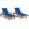 Image de vidaXL Chaises longues lot de 2 avec table et coussins Acacia solide