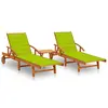 Image de vidaXL Chaises longues lot de 2 avec table et coussins Acacia solide