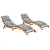 Image de vidaXL Chaises longues lot de 2 avec coussins Bois d'acacia solide