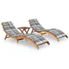 Image de vidaXL Chaises longues lot de 2 avec table et coussins Acacia solide