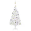 Image de vidaXL Arbre de Noël artificiel pré-éclairé et boules blanc 210 cm PVC