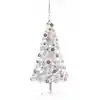 Image de vidaXL Arbre de Noël artificiel pré-éclairé/boules argenté 120 cm PET
