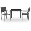 Image de vidaXL Mobilier de Salle à Manger d'Extérieur 3 pcs Ensemble de Meubles à Dîner de Jardin Table et Chaises de Repas de Patio Terrasse Acier