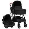 Image de vidaXL Poussette pour bébé 3-en-1 Anthracite et noir Acier