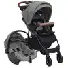 Image de vidaXL Poussette pour bébé 3-en-1 Gris clair Acier