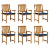 Image de vidaXL Chaises de jardin avec coussins lot de 6 Bois d'acacia massif