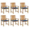 Image de vidaXL Chaises de jardin avec coussins lot de 6 Bois d'acacia massif