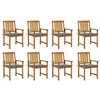 Image de vidaXL Chaises de jardin avec coussins lot de 8 Bois d'acacia solide