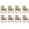 Image de vidaXL Chaises de jardin avec coussins lot de 8 Bois d'acacia solide