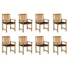 Image de vidaXL Chaises de jardin avec coussins lot de 8 Bois d'acacia solide