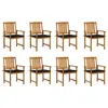 Image de vidaXL Chaises de jardin avec coussins lot de 8 Bois d'acacia solide