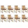 Image de vidaXL Chaises de jardin avec coussins lot de 8 Bois d'acacia solide
