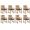 Image de vidaXL Chaises de jardin avec coussins lot de 8 Bois d'acacia solide