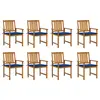 Image de vidaXL Chaises de jardin avec coussins lot de 8 Bois d'acacia solide