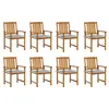 Image de vidaXL Chaises de jardin avec coussins lot de 8 Bois d'acacia solide