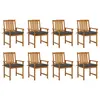 Image de vidaXL Chaises de jardin avec coussins lot de 8 Bois d'acacia solide