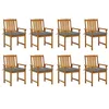 Image de vidaXL Chaises de jardin avec coussins lot de 8 Bois d'acacia solide