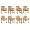 Image de vidaXL Chaises de jardin avec coussins lot de 8 Bois d'acacia solide