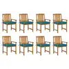 Image de vidaXL Chaises de jardin avec coussins lot de 8 Bois d'acacia solide