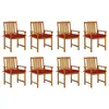 Image de vidaXL Chaises de jardin avec coussins lot de 8 Bois d'acacia solide
