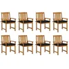 Image de vidaXL Chaises de jardin avec coussins lot de 8 Bois d'acacia solide